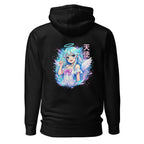 Nebura Angel Girl Neon Anime Hoodie in Schwarz mit großem Rückenmotiv