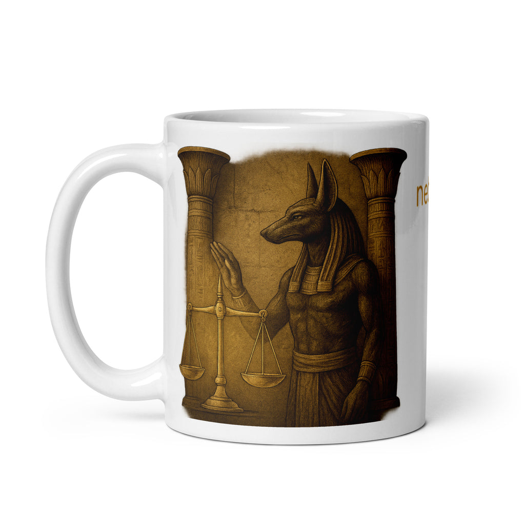 Nebura Anubis Tasse – Linke Ansicht  Anubis Motiv in Goldoptik
