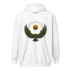 Isis Wings Zip Hoodie mit goldenen und smaragdgrünen Flügeln der Göttin Isis