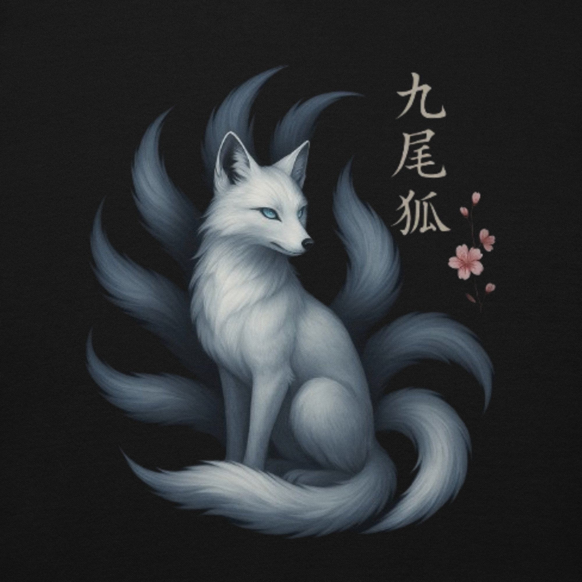 Detailansicht des Nebura Designs „Kyūbi“ mit neunschwänzigem Fuchs und spiritueller Symbolik