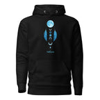 Schwarzer Nebura Hoodie mit Lunar Dreamcatcher Motiv, mystisches Design mit Mond und Traumfänger Symbolik