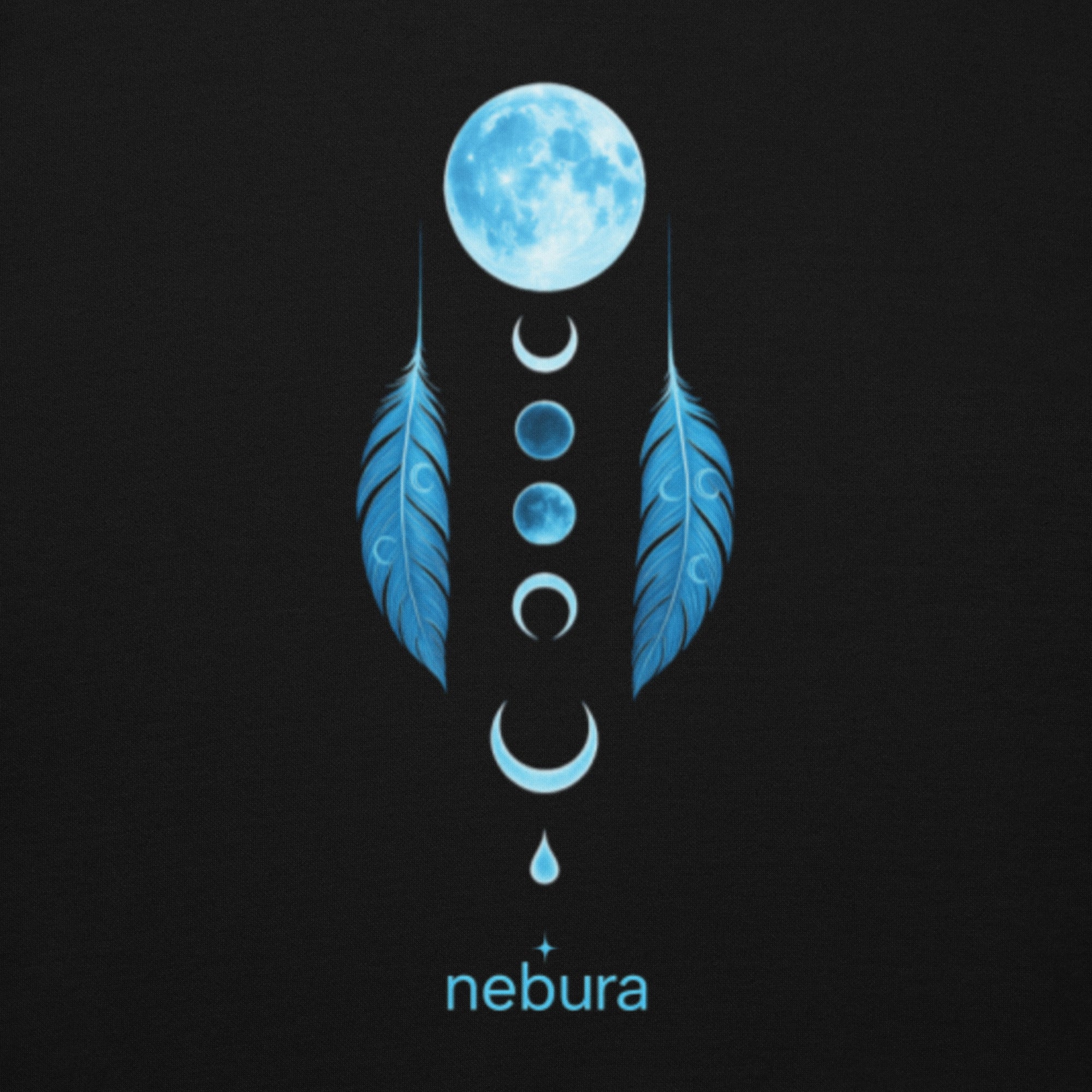 Detailansicht des Nebura Designs „Lunar Dreamcatcher“ mit Mond- und Traumfänger-Motiv