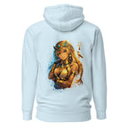 Nefira Tochter der Sonne Anime Hoodie mit ägyptischem Ankh und Sonnen Design in hellblau