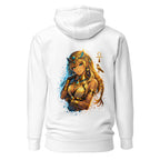 Weißer Nefira Tochter der Sonne Hoodie mit ägyptischem Ankh und Sonnen Design im Anime Stil