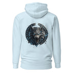 Runenwolf Fenrir Runenwolf Design mit eisblauen Runen auf hellblauem Hoodie