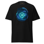 Schwarzes Nebura Shirt mit Schicksalsbund Motiv auf der Vorderseite, kraftvolles nordisches Design über Weg und Entscheidung
