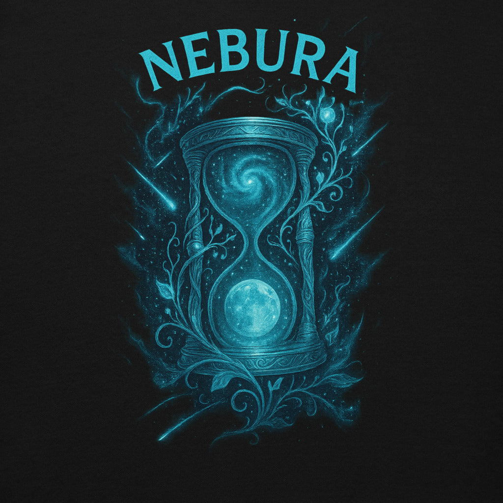 Detailansicht des Nebura Designs „Stunde der Zeit“ mit mystischem Zeit- und Schicksalsmotiv